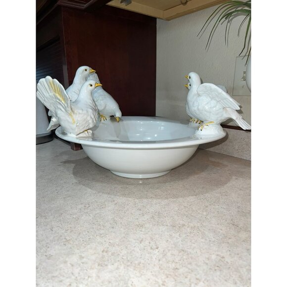 Doves Bird Bath Bowl-Italian Ceramic - Picture 12 of 14